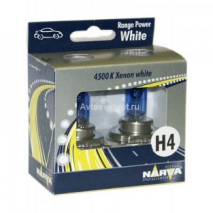 Автолампа H4 (60/55) P43t-38 RANGE POWER WHITE 4500K (2шт) 12V NARVA 48680 RPW S2 Автолампа H4 (60/55) P43t-38 RANGE POWER WHITE 4500K (2шт) 12V NARVA 48680 RPW S2