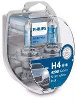 Автолампа H4 12V 60/55W (P43t) White Vision ultra 4200К (2шт+2шт W5W) 12342WVUSM PHILIPS