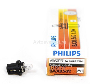 Автолампа 12V W1,2W (BAX10d) 12598CP PHILIPS Автолампа 12V W1,2W (BAX10d) 12598CP PHILIPS