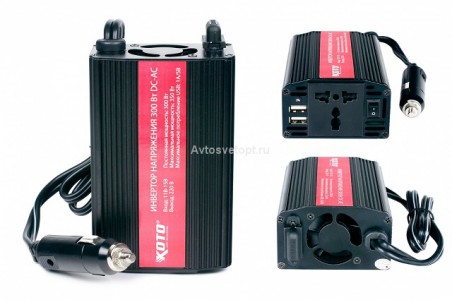 Преобразователь напряжения (инвертор)-с 2-я USB-портами, 300Вт, 12В, DC-> 220В AC  20  12V-506 KOTO