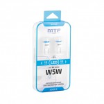 Cветодиод 12V MTF Light,Т10/W5W, 1W, 5000К(белый свет), линза матовая, Тайвань, (2шт)