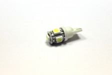Лампа светодиодная Т10 (W2,1-9,5d) белая, 5 SMD 5050 диод, (б/цокольная) 12v